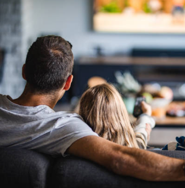 Family watching TV